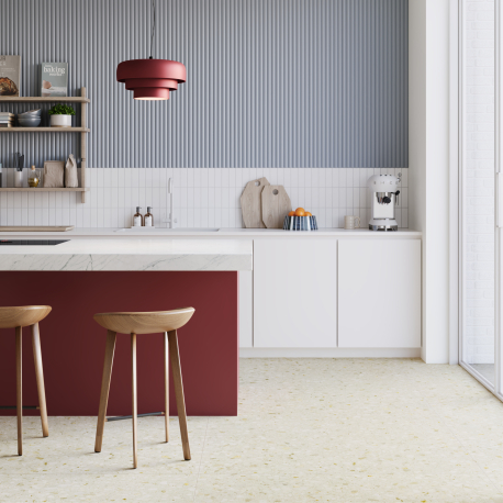 Keramische vloer- en wandtegel | 120x120 cm | Ritmo Terrazzo Off White