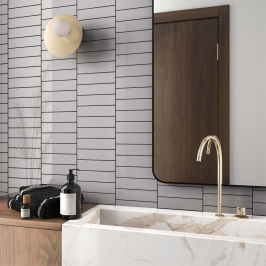 Carreaux muraux en céramique | 5x20 cm | Mundano Ash Glossy