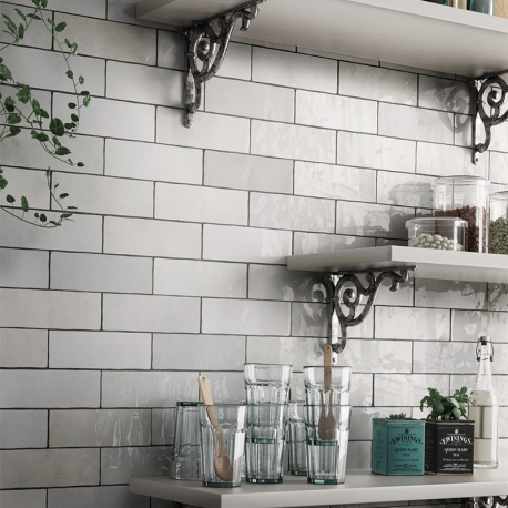 Keramische wandtegel | 6.5x20 cm | Artisan White Glossy