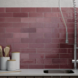 Keramische wandtegel | 6.5x20 cm | Artisan Burgundy Glossy