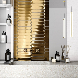 Keramische wandtegel | 5x25 cm | Lanse Gold